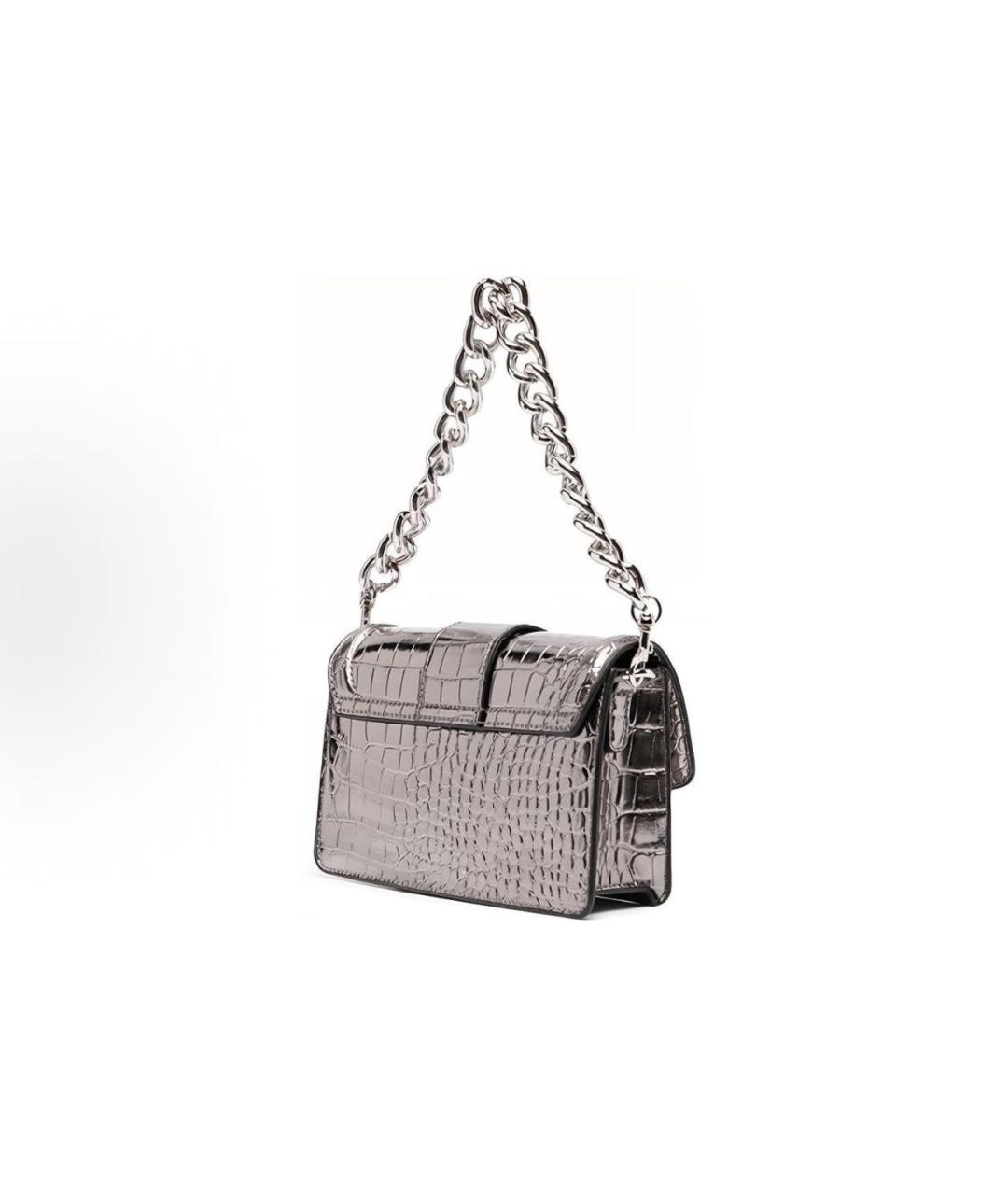 VERSACE JEANS COUTURE Серебряная кожаная сумка с короткими ручками, фото 3