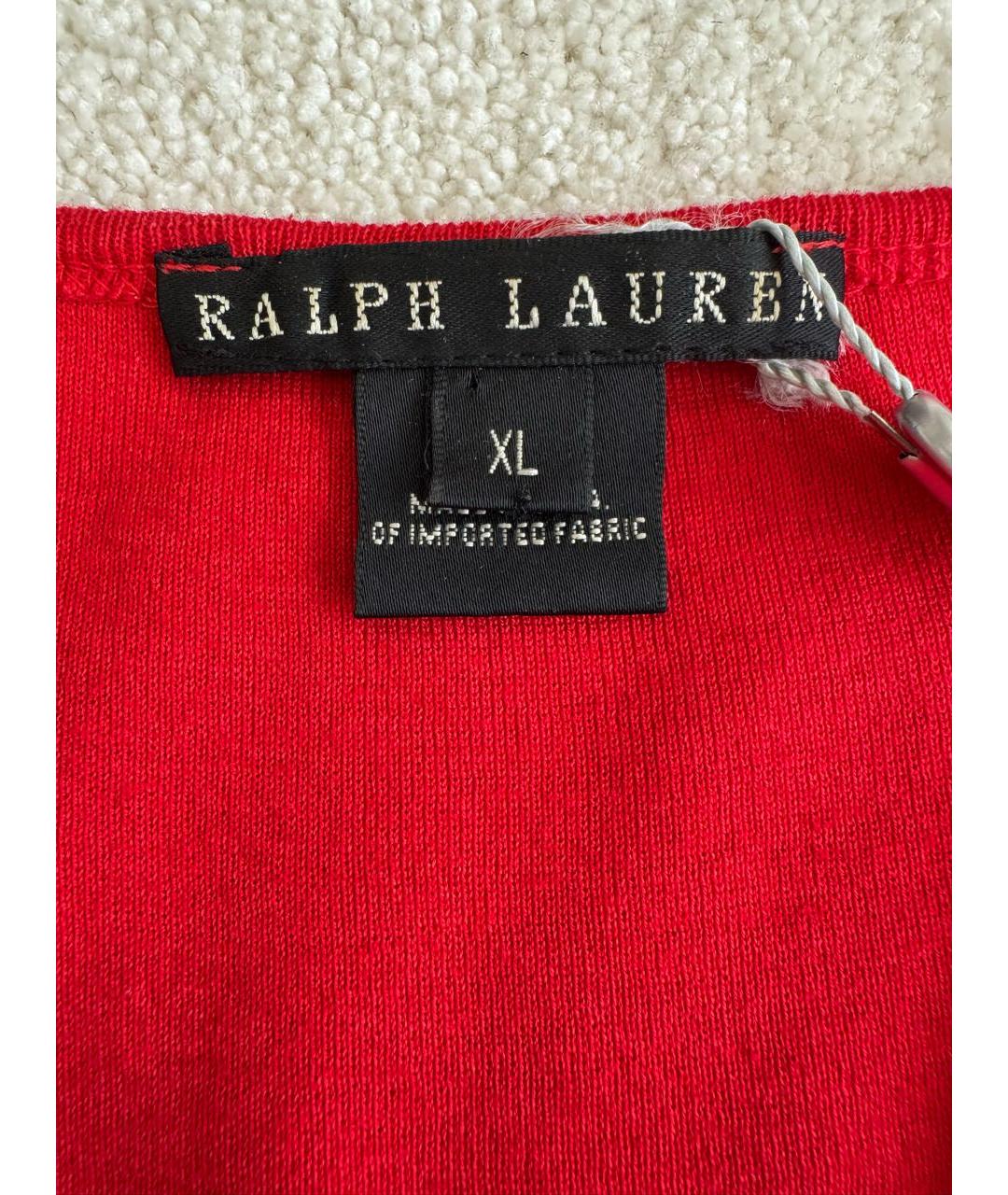 RALPH LAUREN Красная хлопковая футболка, фото 4