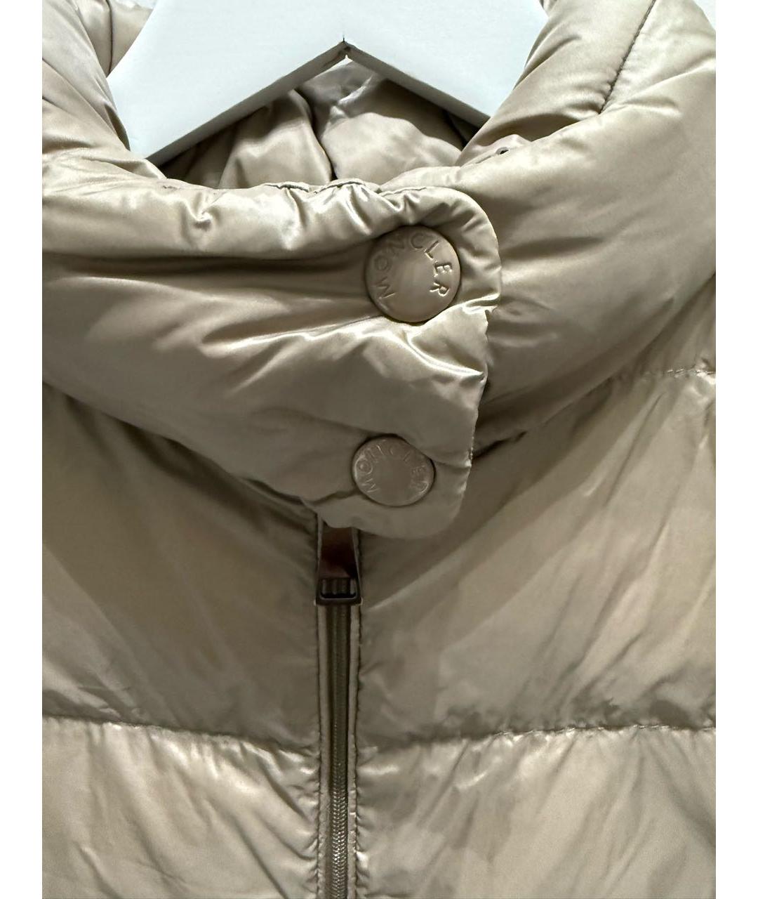 MONCLER Бежевый полиамидовый пуховик, фото 4