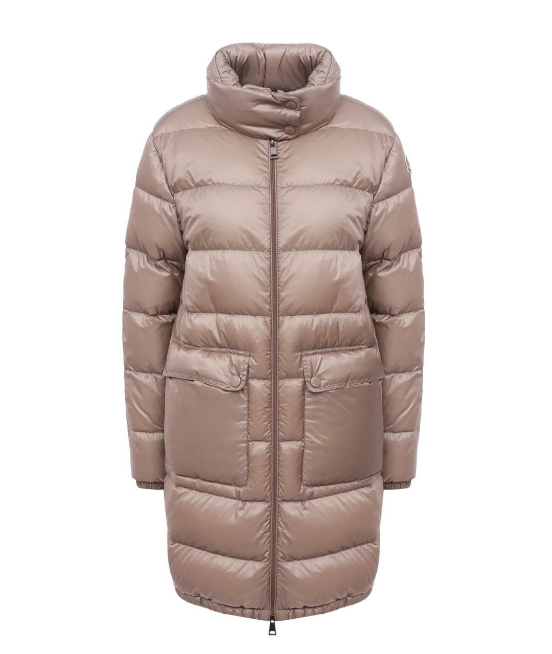 MONCLER Бежевый полиамидовый пуховик, фото 9