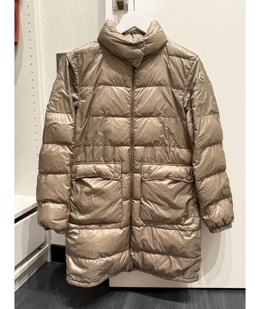 MONCLER Бежевый полиамидовый пуховик, фото 5