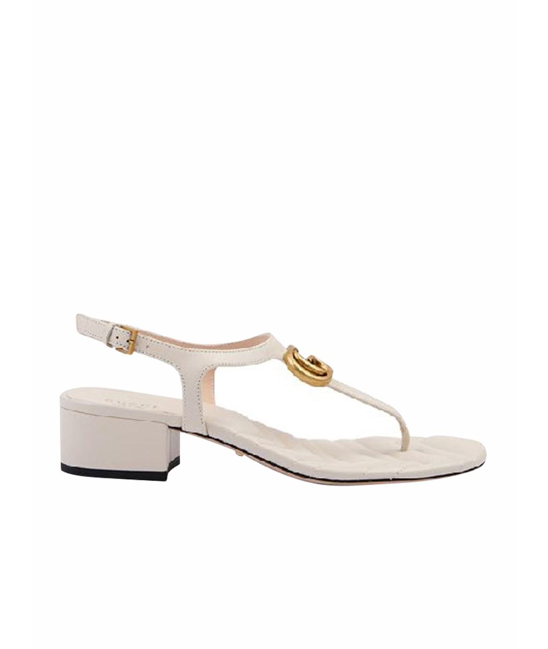 GUCCI Белые кожаные сандалии, фото 1
