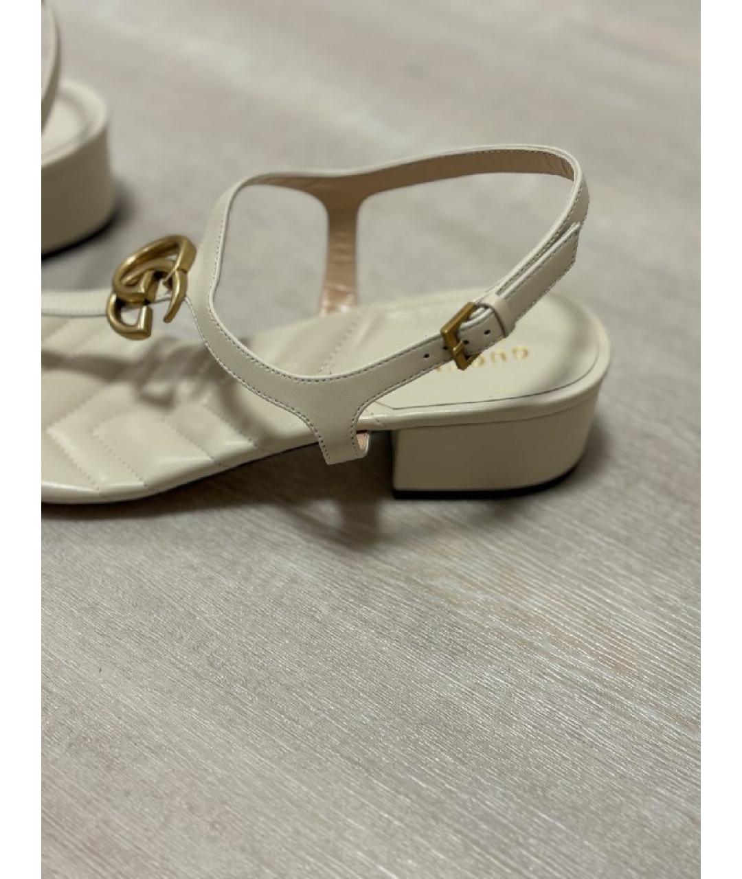 GUCCI Белые кожаные сандалии, фото 8