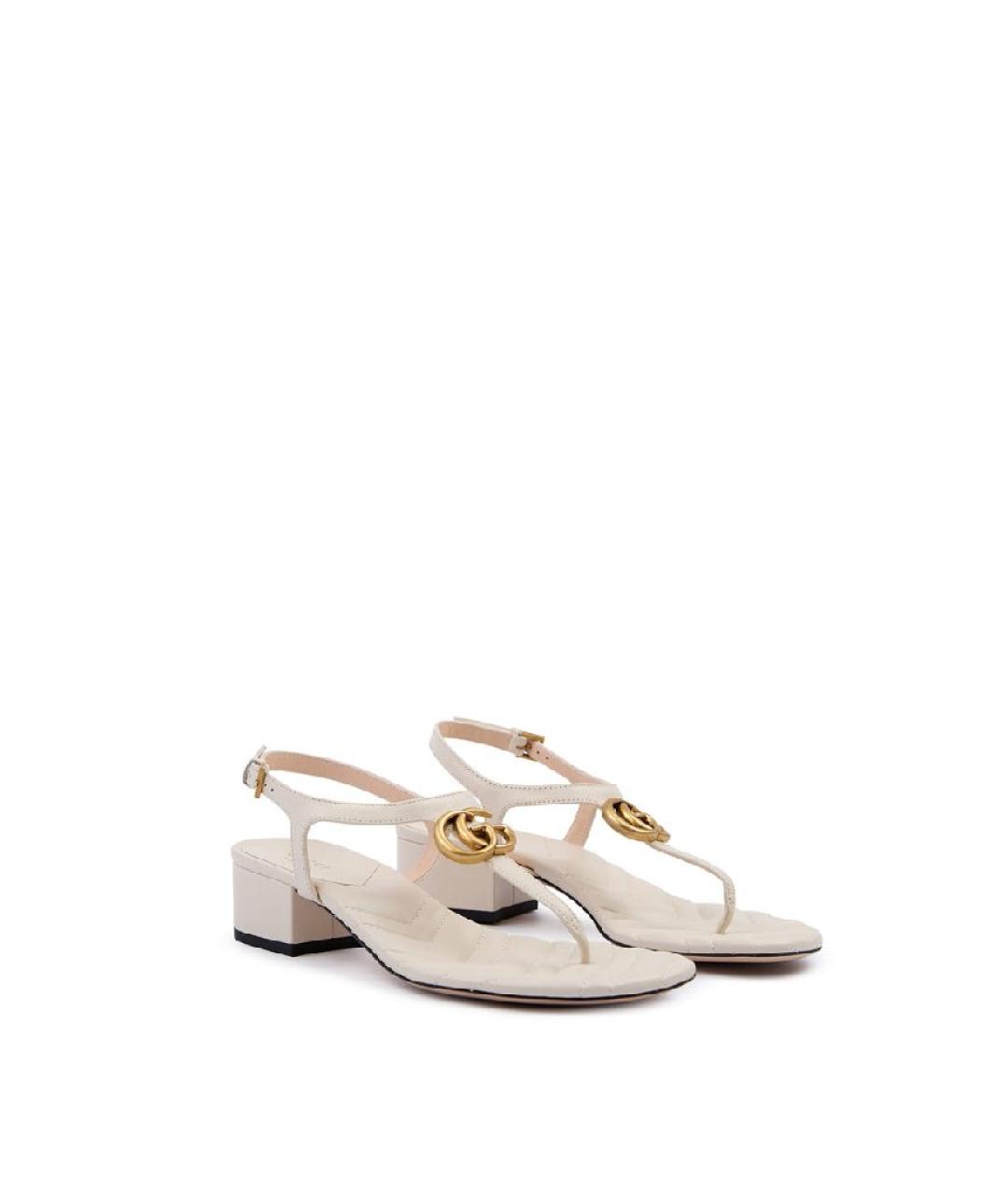 GUCCI Белые кожаные сандалии, фото 2