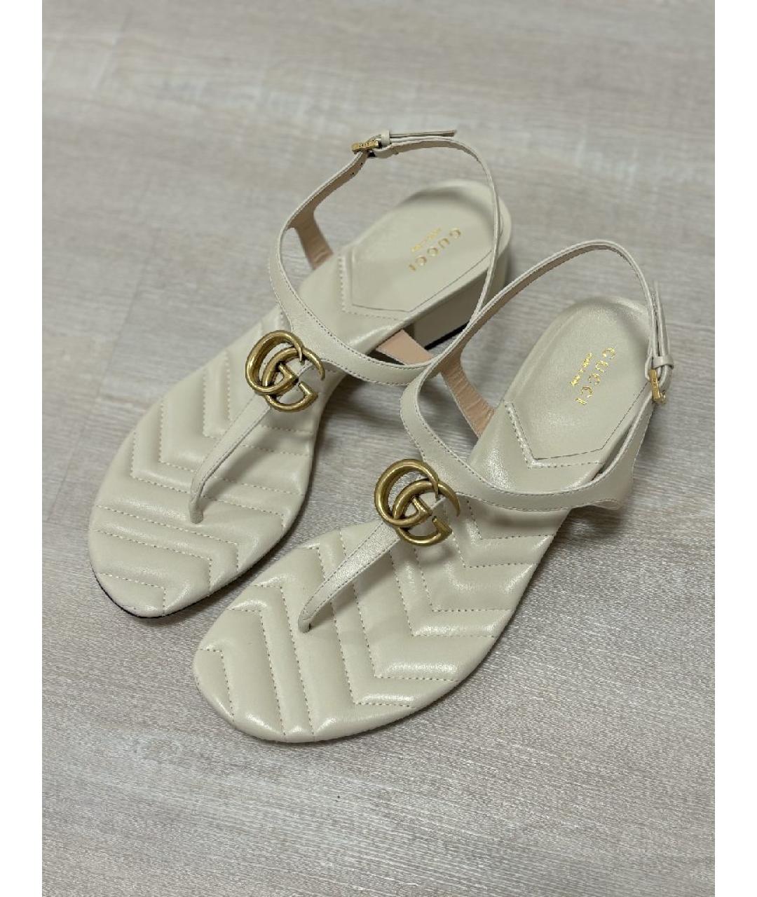 GUCCI Белые кожаные сандалии, фото 3
