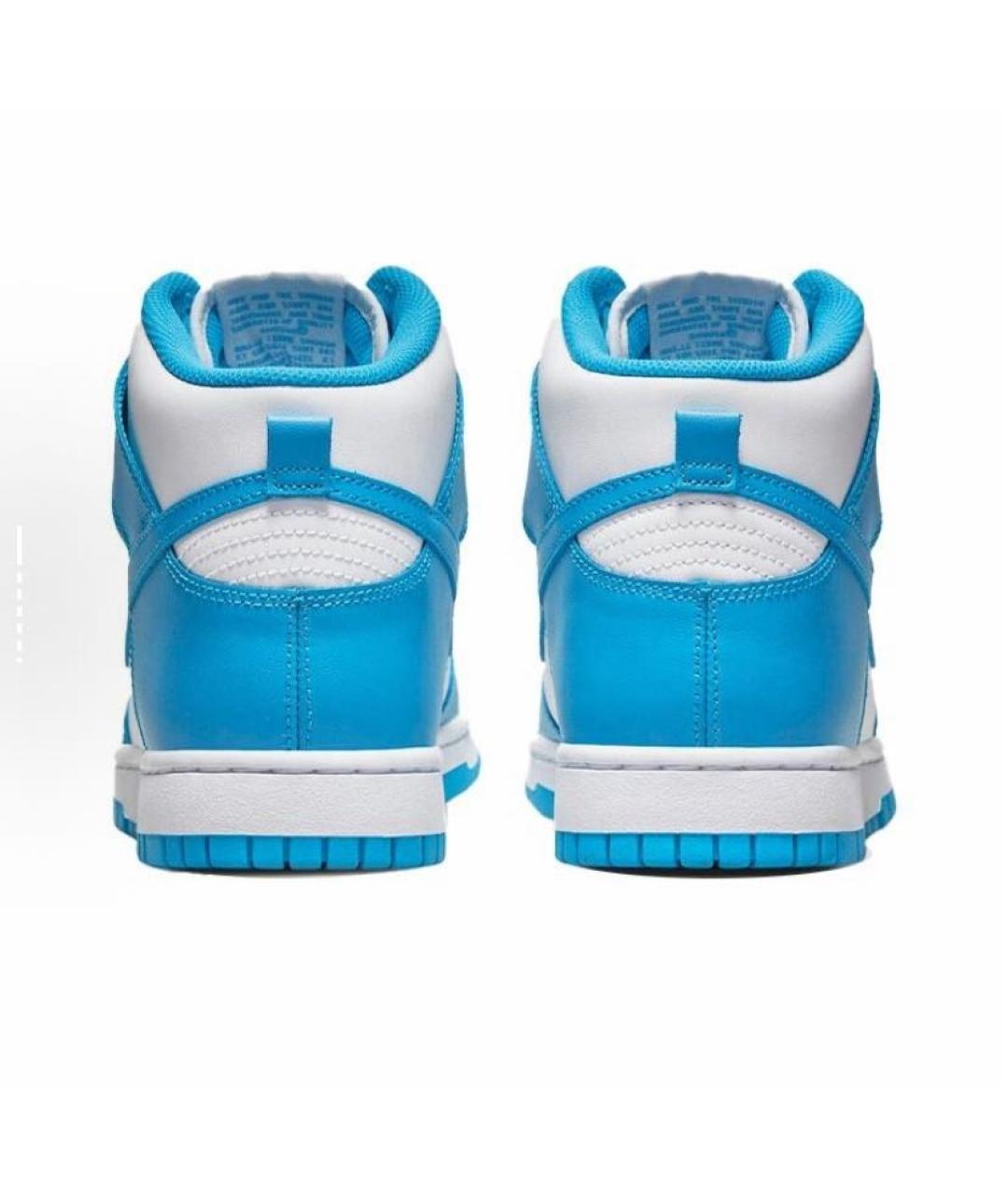 NIKE Голубые кожаные высокие кроссовки / кеды, фото 4