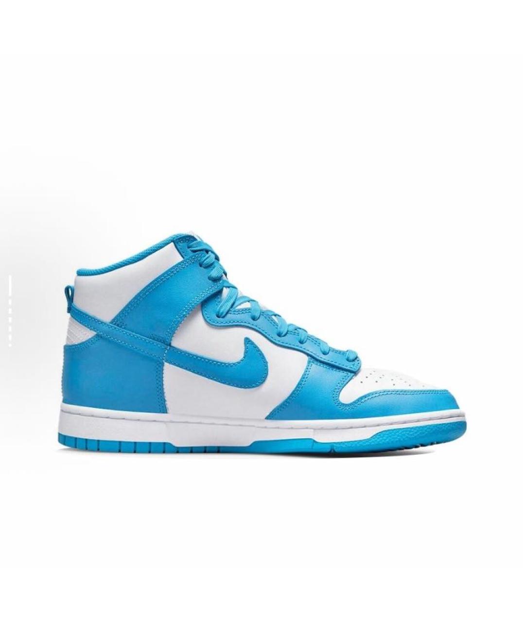 NIKE Голубые кожаные высокие кроссовки / кеды, фото 2
