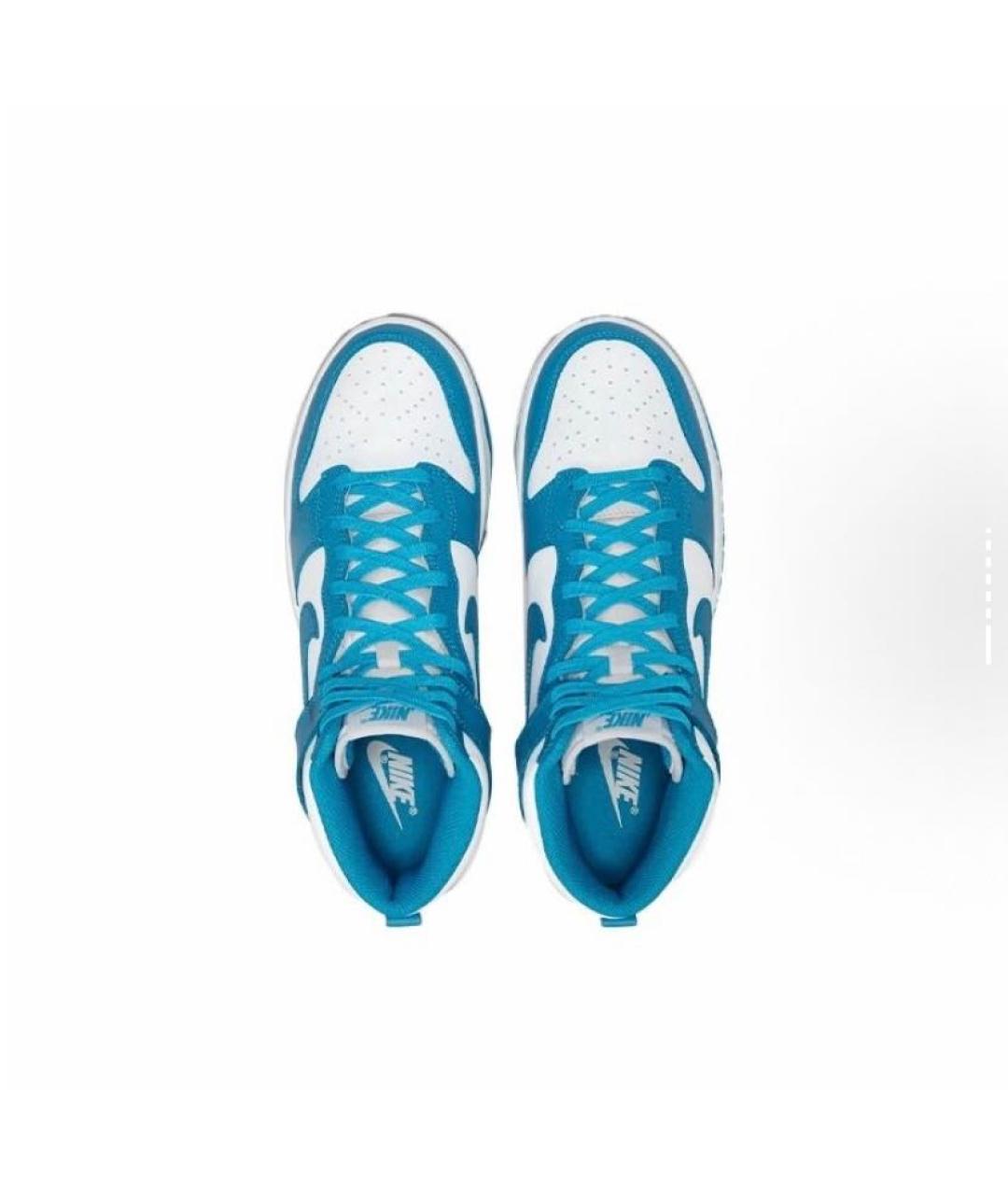 NIKE Голубые кожаные высокие кроссовки / кеды, фото 3