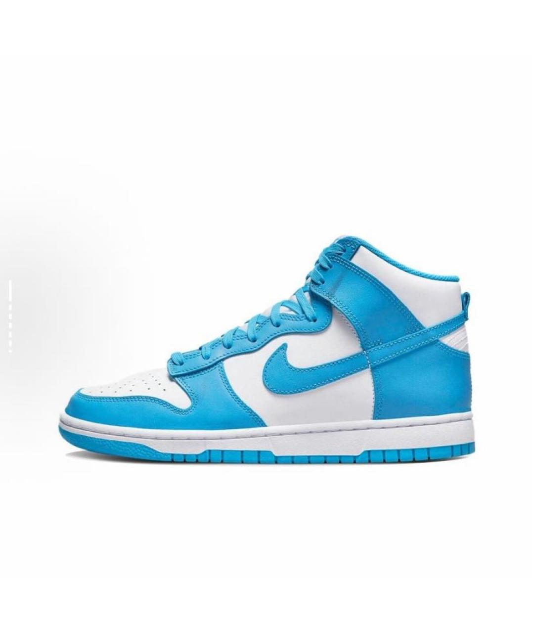 NIKE Голубые кожаные высокие кроссовки / кеды, фото 7