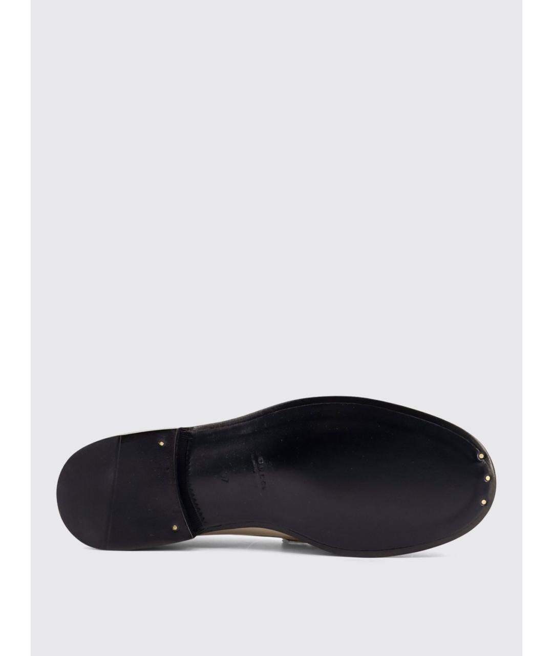 GUCCI Бежевые кожаные лоферы, фото 4