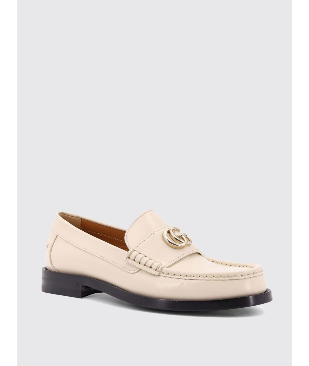 GUCCI Бежевые кожаные лоферы, фото 2