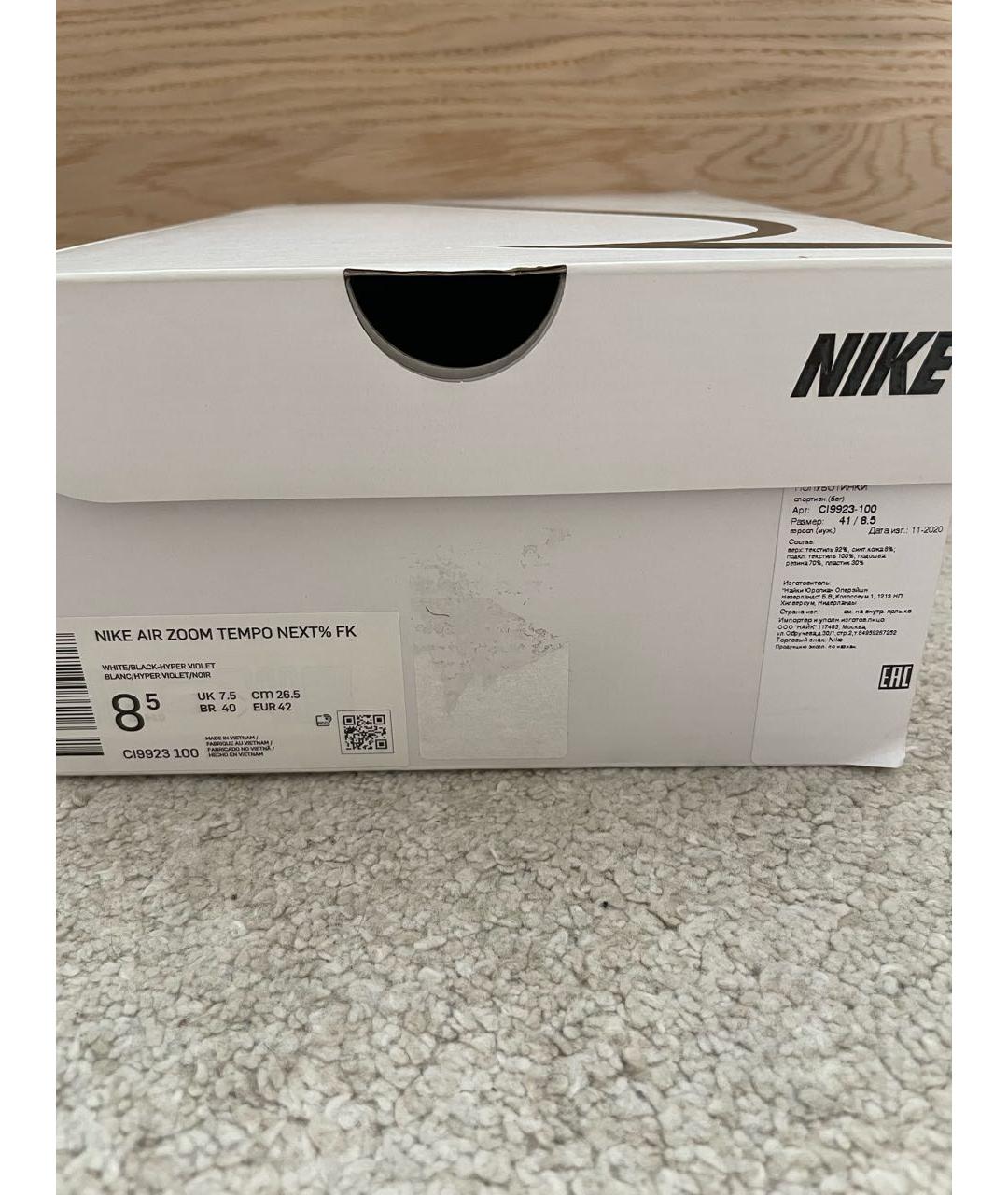 NIKE Белые текстильные низкие кроссовки / кеды, фото 7
