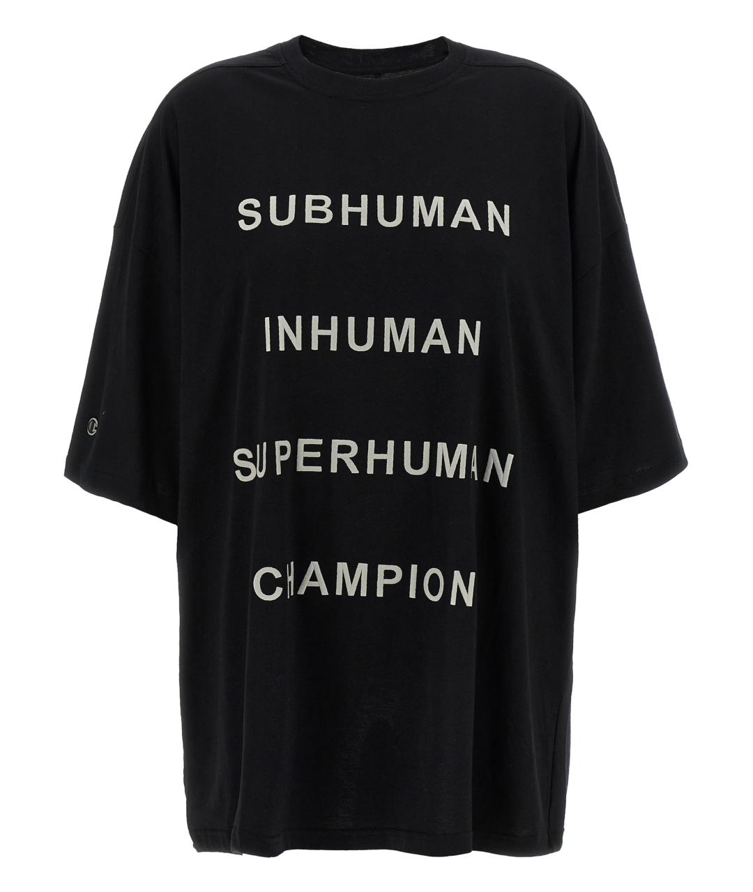 RICK OWENS Черная хлопковая футболка, фото 1