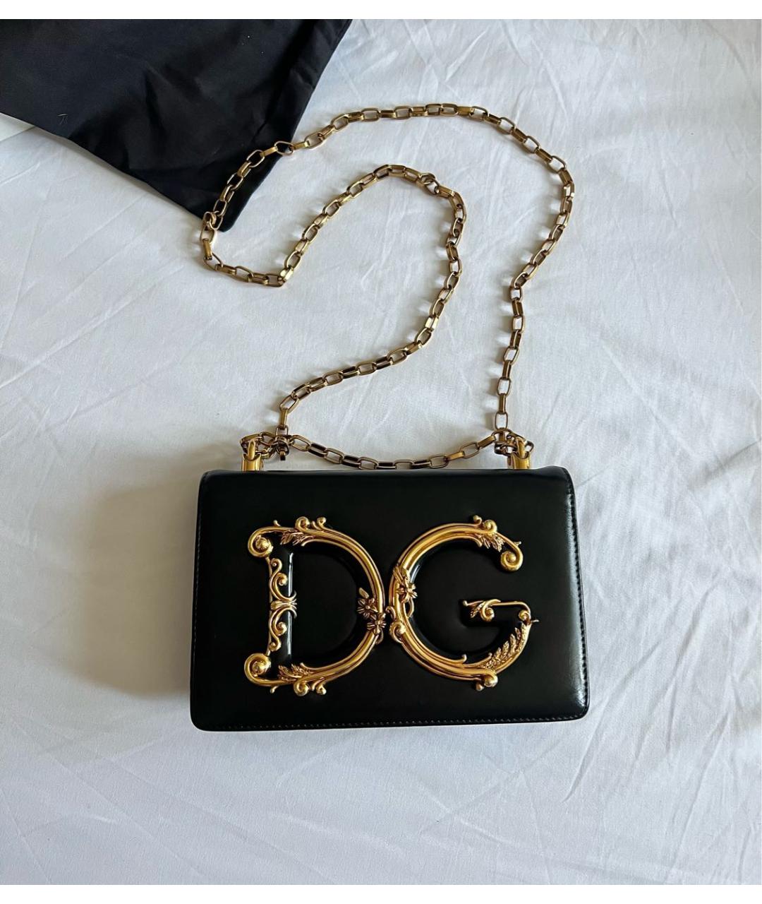 DOLCE&GABBANA Черная кожаная сумка через плечо, фото 2