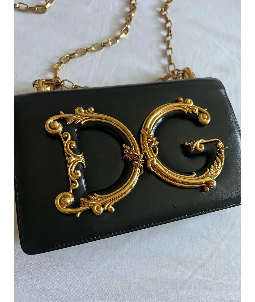 DOLCE&GABBANA Черная кожаная сумка через плечо, фото 3
