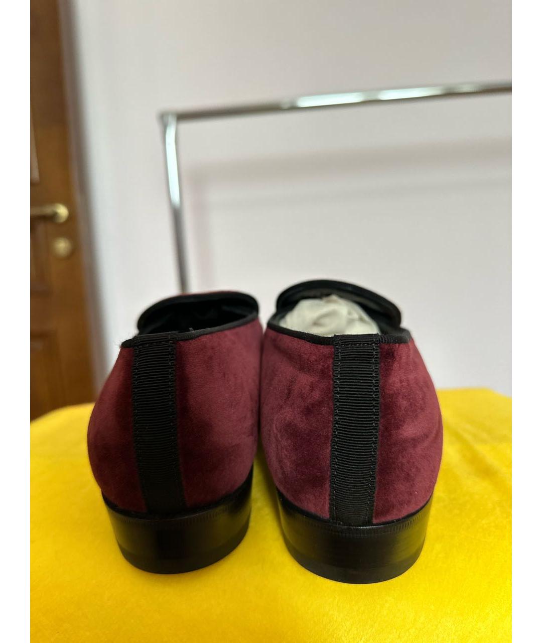 GUCCI Бордовые бархатные лоферы, фото 4
