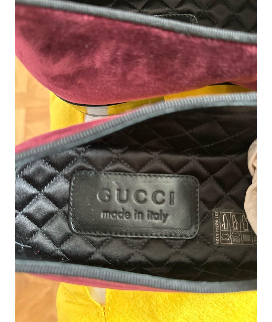 GUCCI Бордовые бархатные лоферы, фото 8