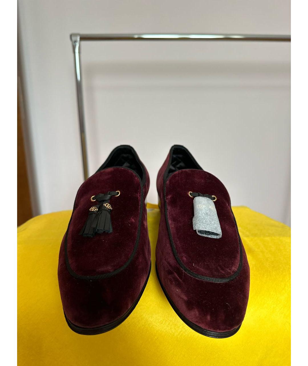 GUCCI Бордовые бархатные лоферы, фото 2