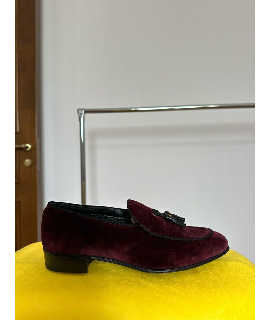GUCCI Бордовые бархатные лоферы, фото 9
