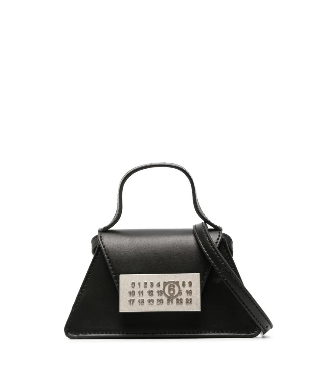 MM6 MAISON MARGIELA Черная кожаная сумка с короткими ручками, фото 1