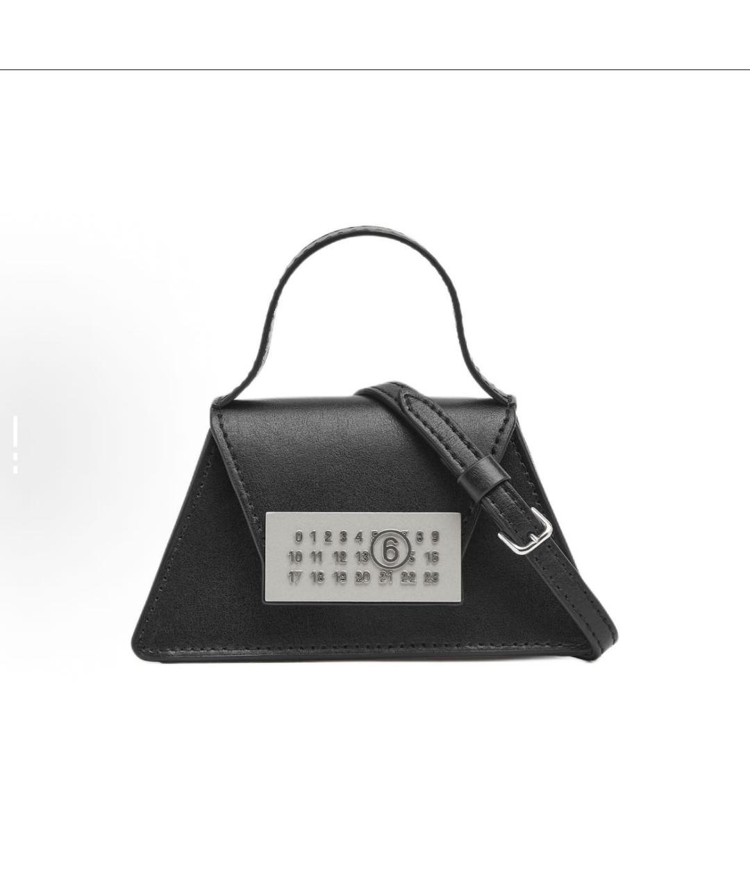 MM6 MAISON MARGIELA Черная кожаная сумка с короткими ручками, фото 4