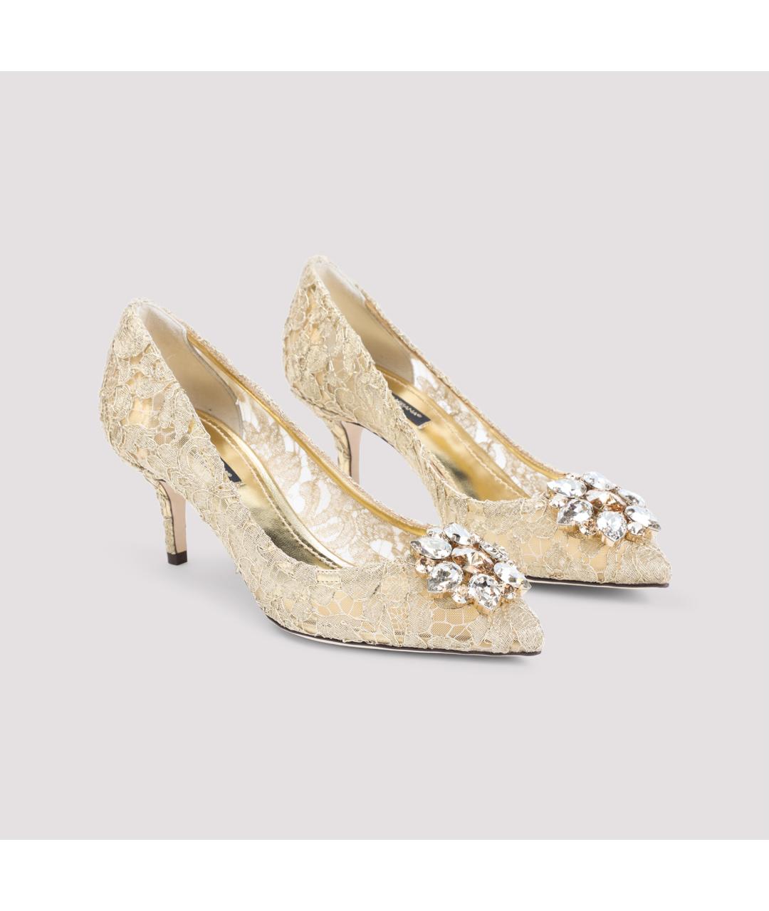 DOLCE&GABBANA Золотые текстильные туфли, фото 4