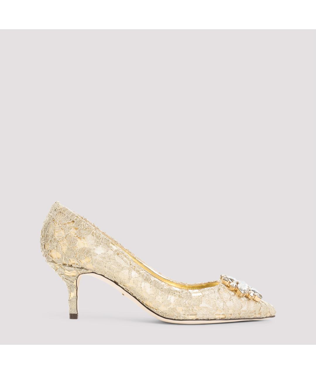 DOLCE&GABBANA Золотые текстильные туфли, фото 2