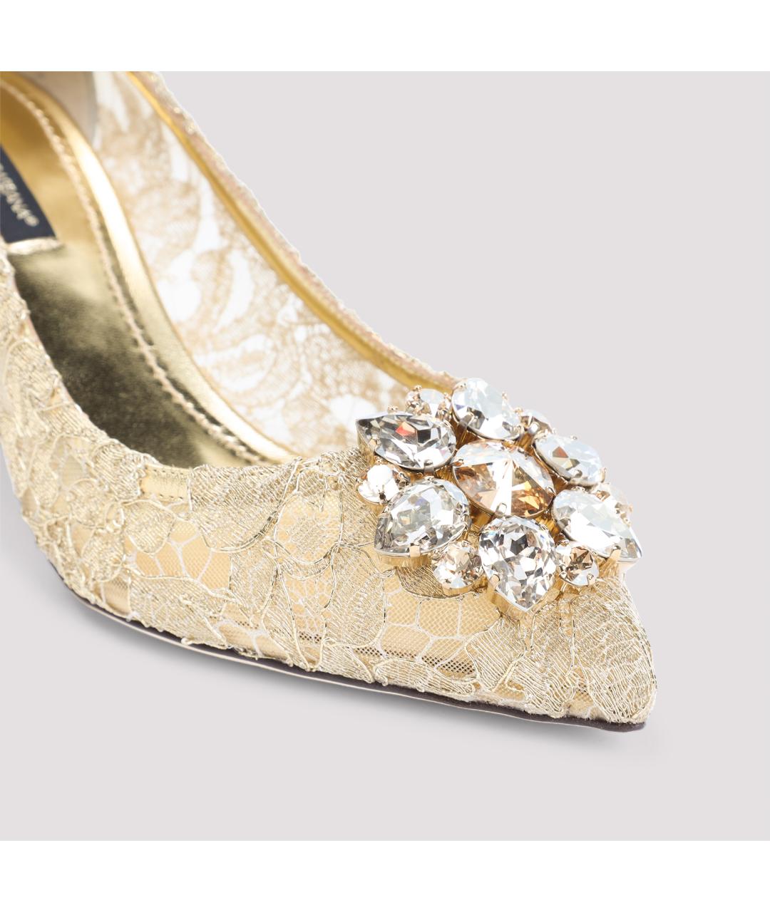 DOLCE&GABBANA Золотые текстильные туфли, фото 5