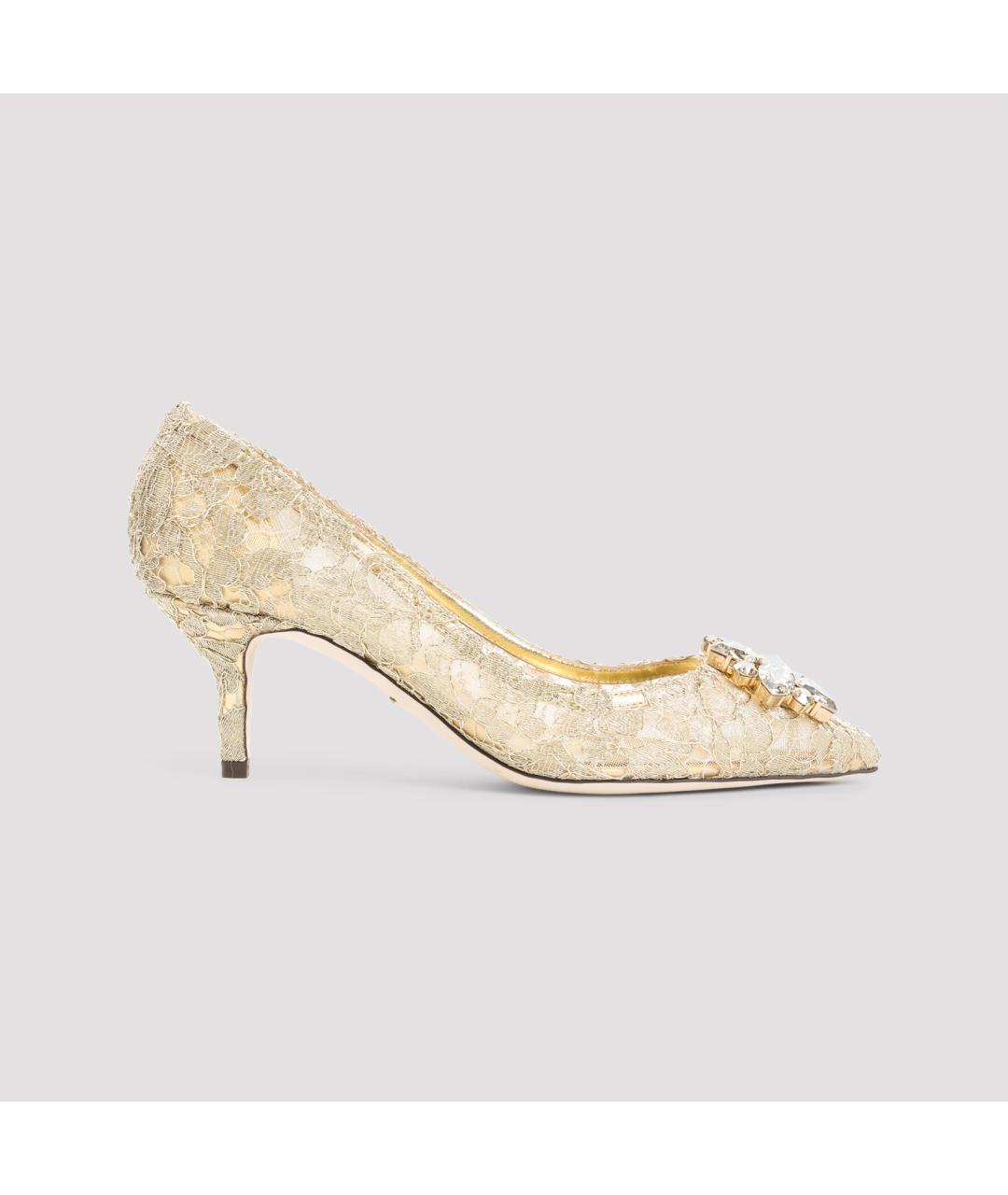 DOLCE&GABBANA Золотые текстильные туфли, фото 3