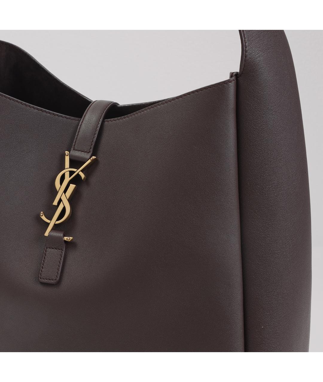 SAINT LAURENT Коричневая кожаная сумка тоут, фото 4