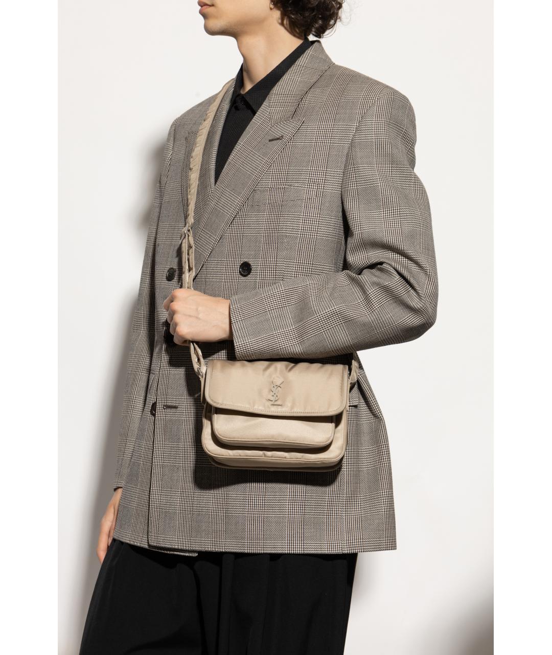 SAINT LAURENT Бежевая синтетическая сумка через плечо, фото 5