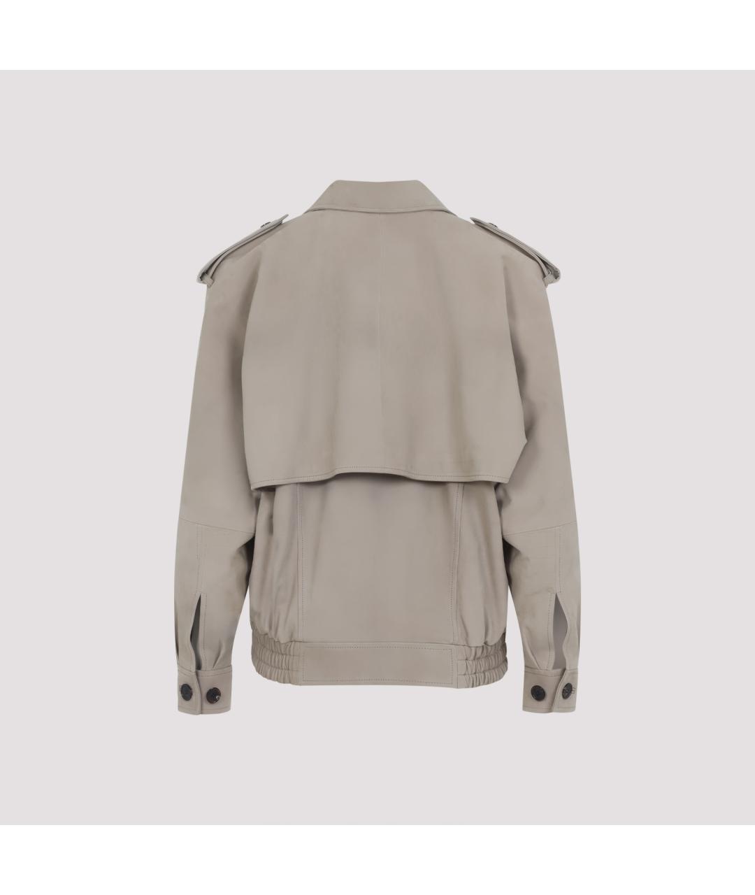 SAINT LAURENT Бежевая кожаная куртка, фото 4