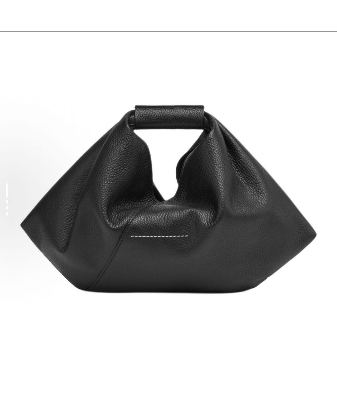 MM6 MAISON MARGIELA Черная кожаная сумка с короткими ручками, фото 3