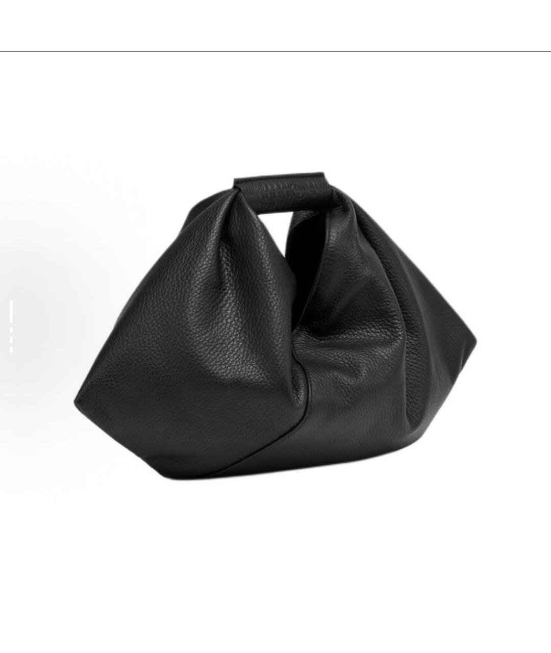 MM6 MAISON MARGIELA Черная кожаная сумка с короткими ручками, фото 2