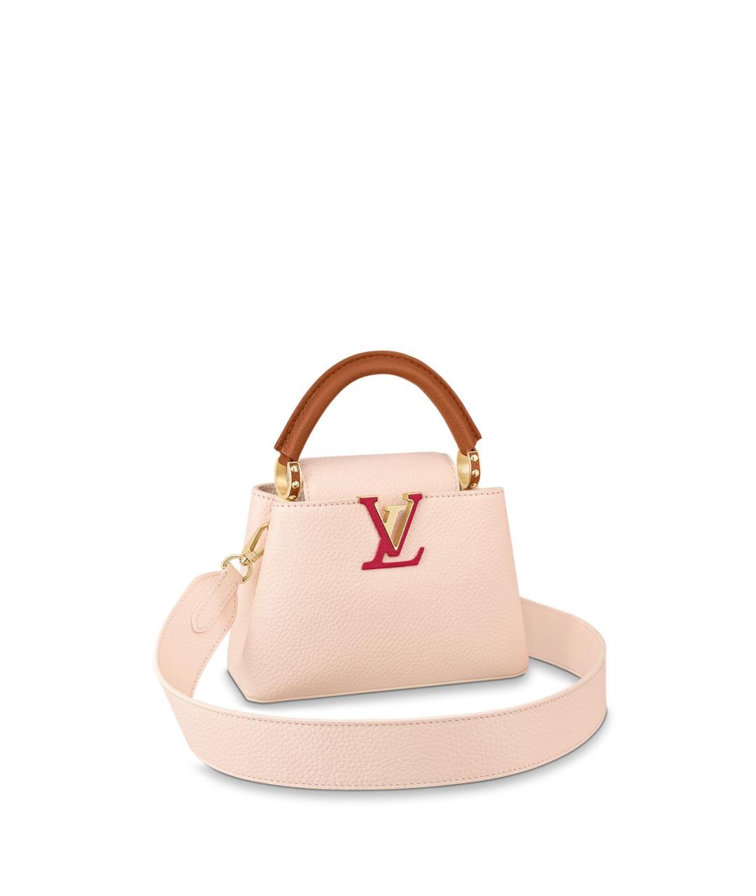 LOUIS VUITTON Бежевая кожаная сумка с короткими ручками, фото 8