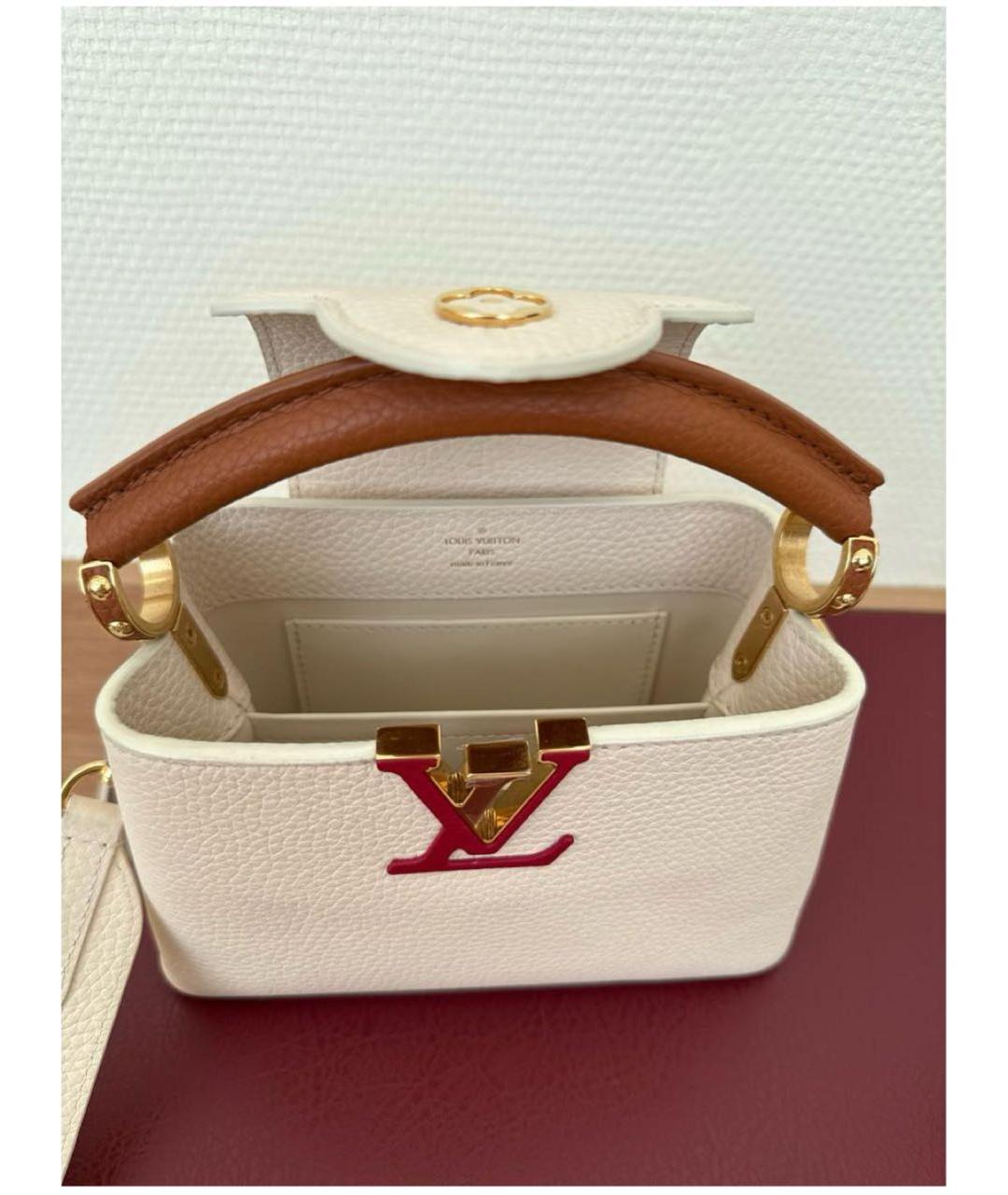 LOUIS VUITTON Бежевая кожаная сумка с короткими ручками, фото 4
