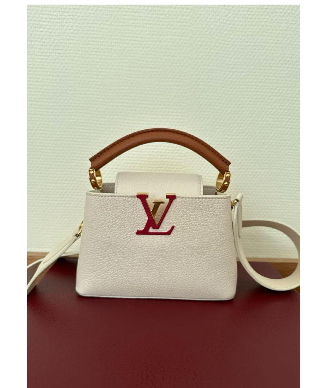 LOUIS VUITTON Бежевая кожаная сумка с короткими ручками, фото 6