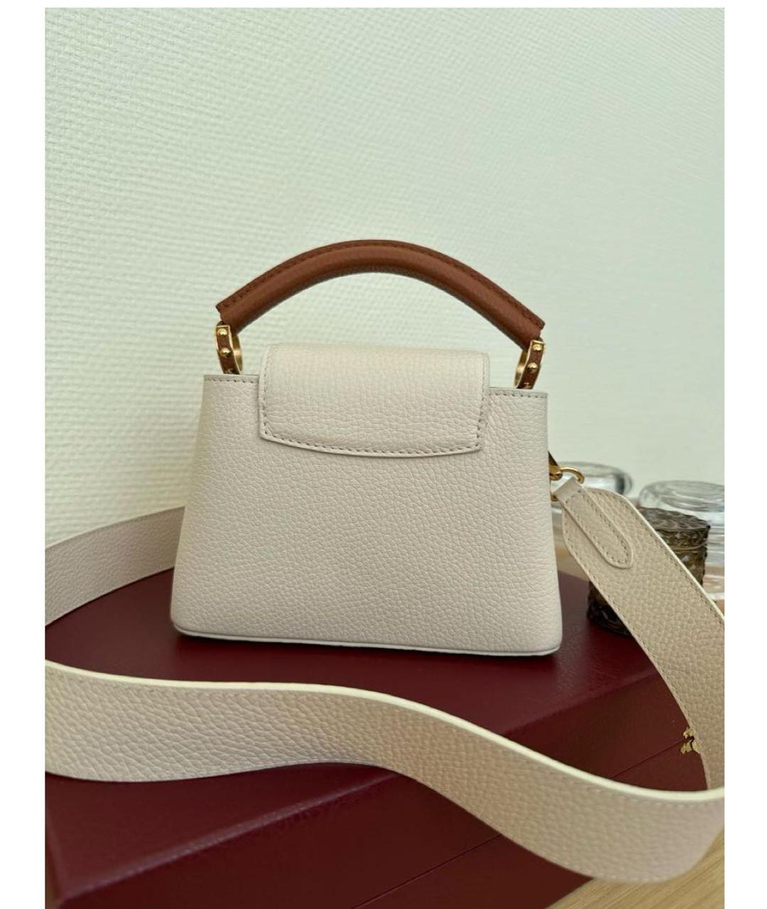 LOUIS VUITTON Бежевая кожаная сумка с короткими ручками, фото 3