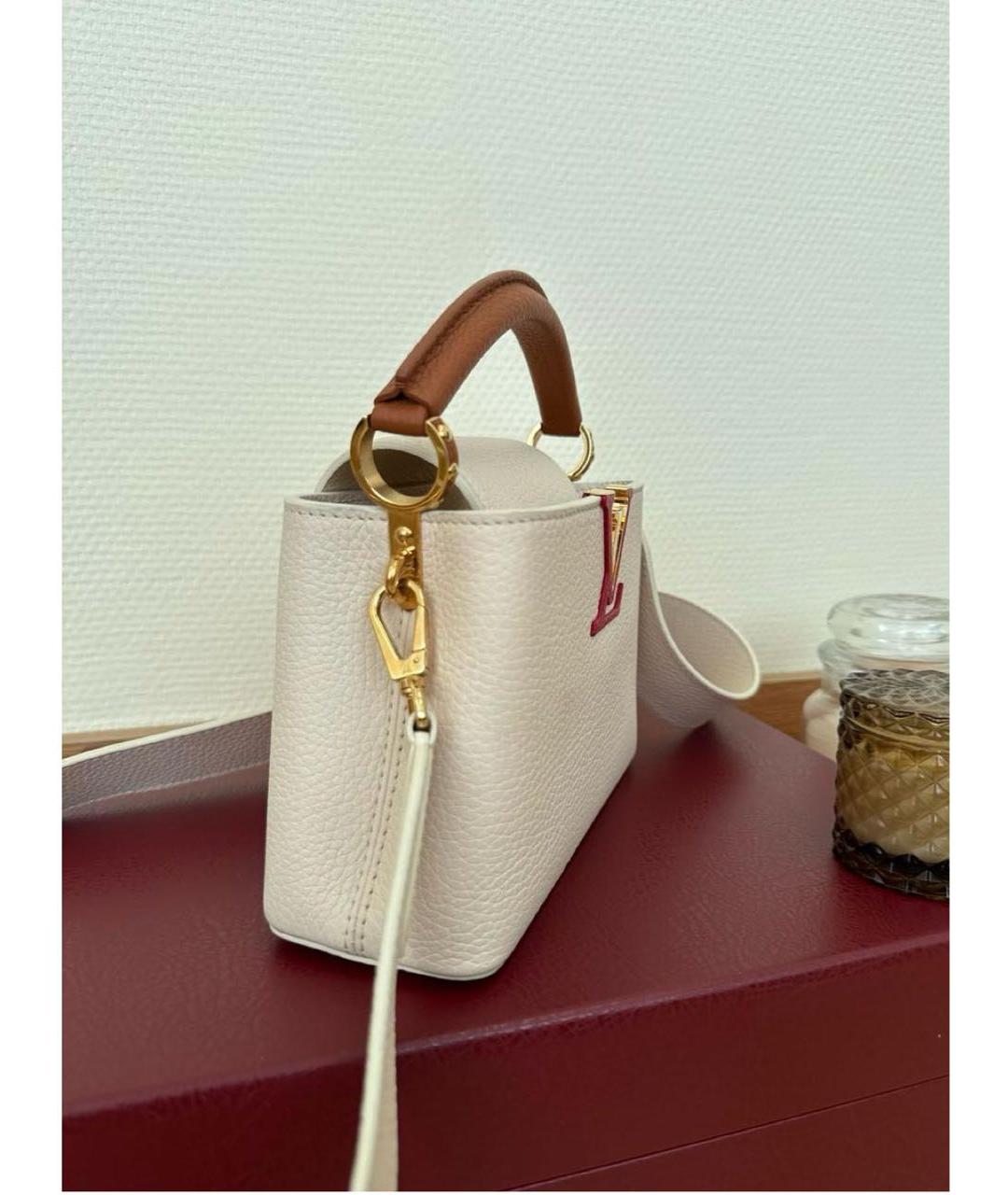 LOUIS VUITTON Бежевая кожаная сумка с короткими ручками, фото 2