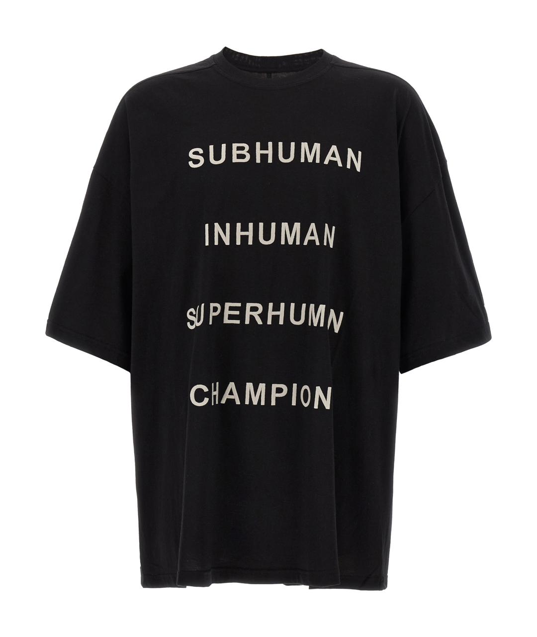 RICK OWENS Черная хлопковая футболка, фото 1