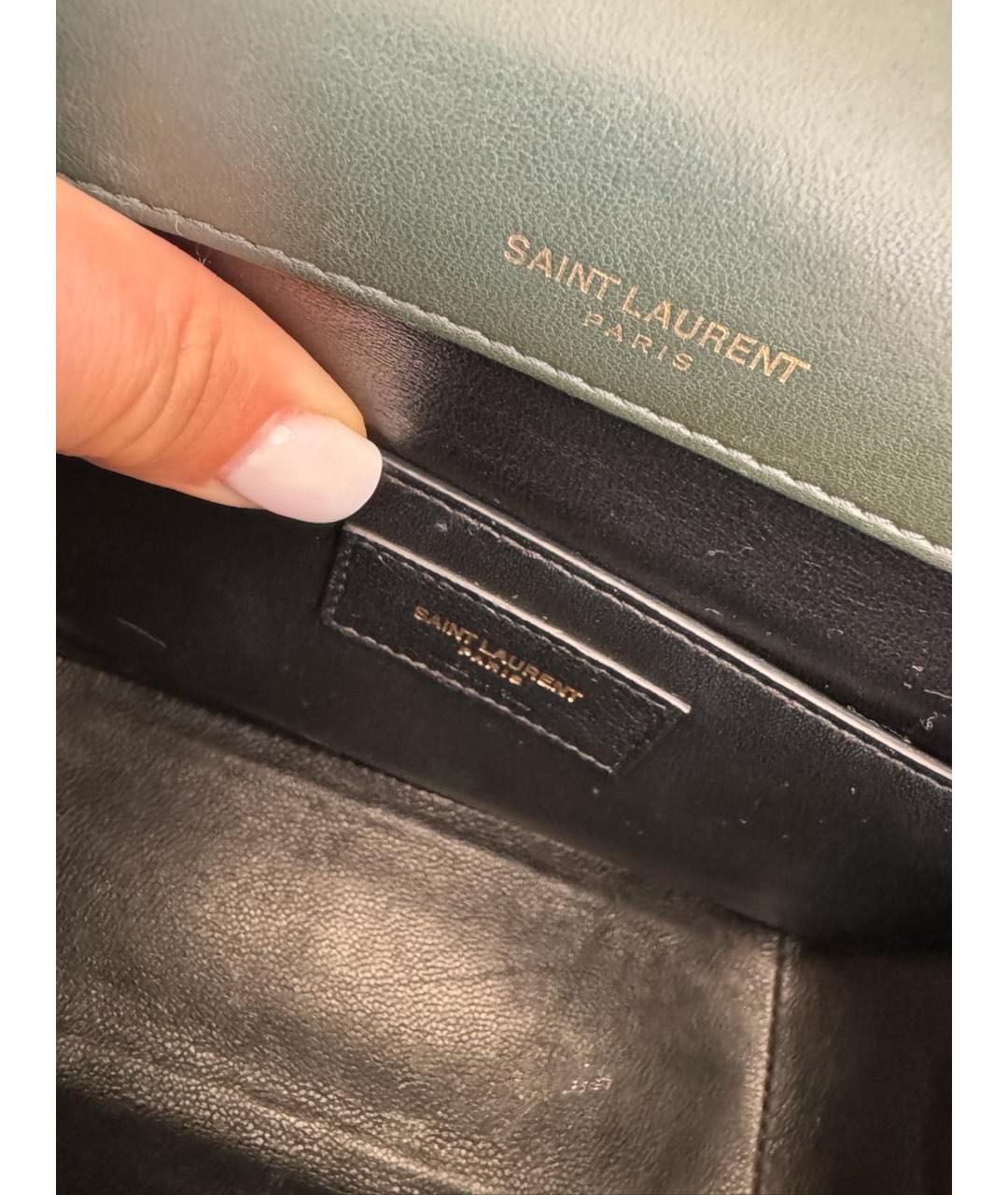 SAINT LAURENT Зеленая кожаная сумка через плечо, фото 6