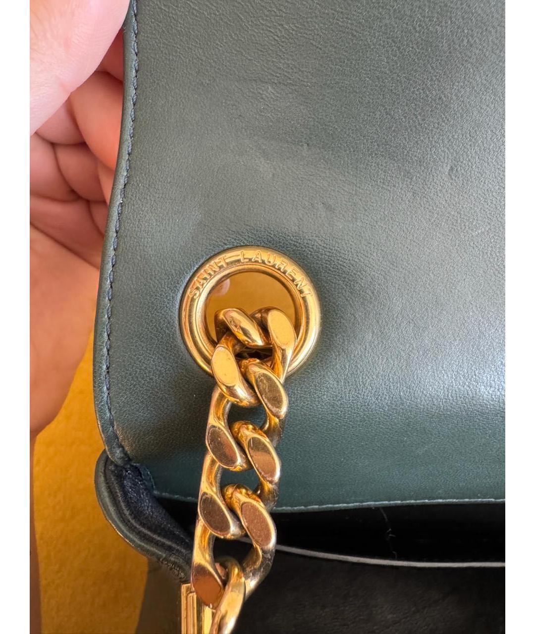 SAINT LAURENT Зеленая кожаная сумка через плечо, фото 5