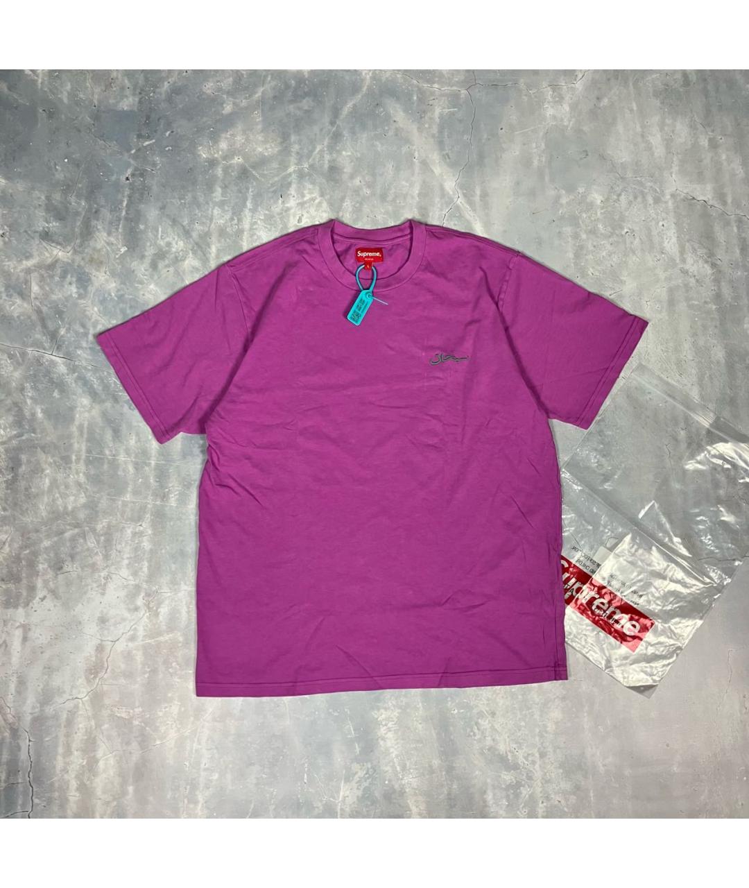 SUPREME Фиолетовая хлопковая футболка, фото 4