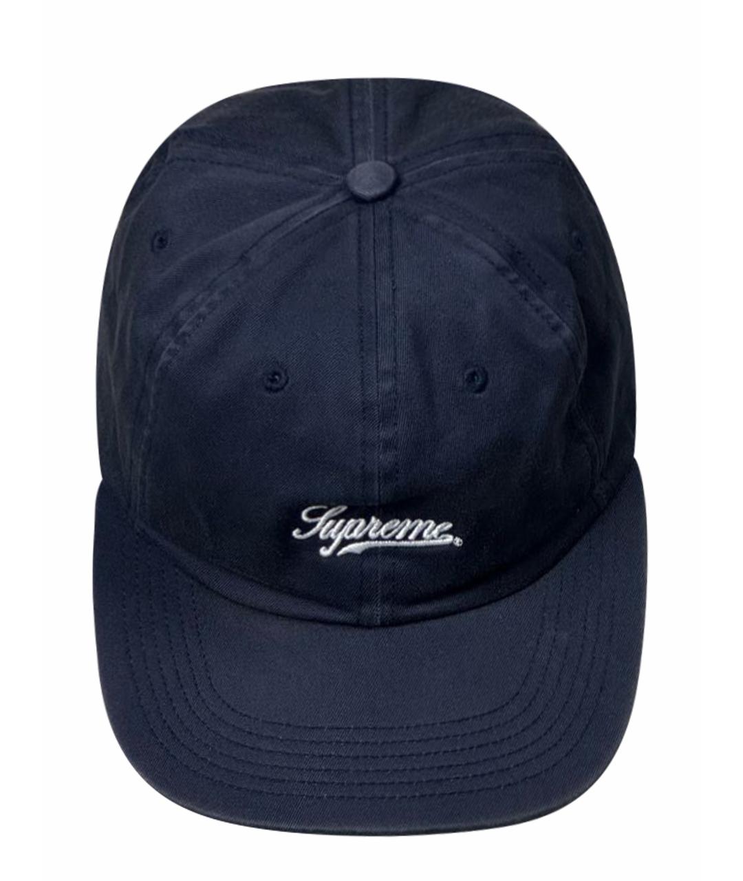 SUPREME Темно-синяя хлопковая кепка/бейсболка, фото 1
