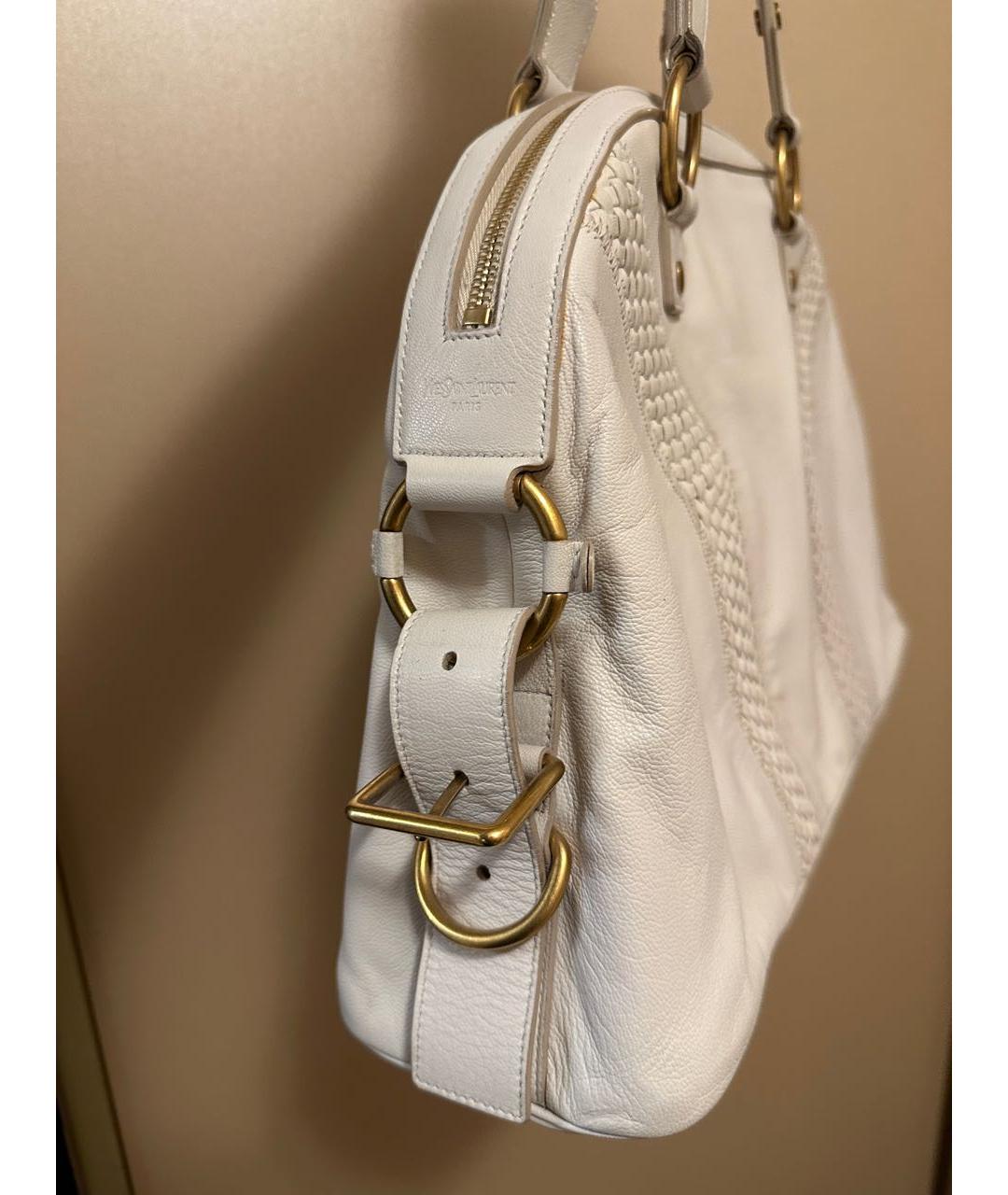 SAINT LAURENT Белая кожаная сумка тоут, фото 4