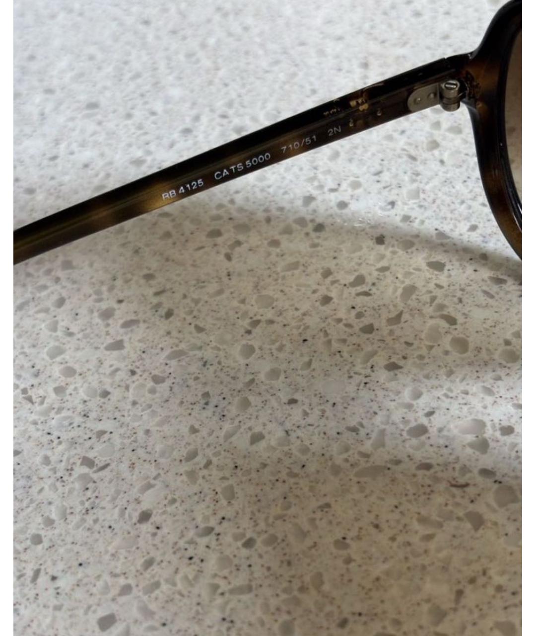 RAY BAN Коричневые пластиковые солнцезащитные очки, фото 6