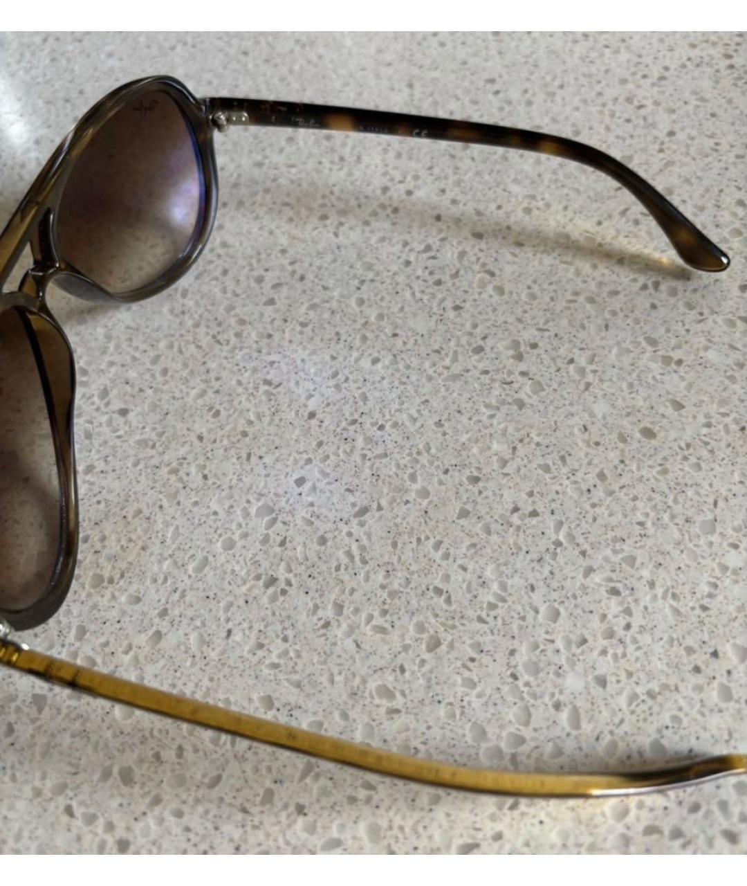 RAY BAN Коричневые пластиковые солнцезащитные очки, фото 7