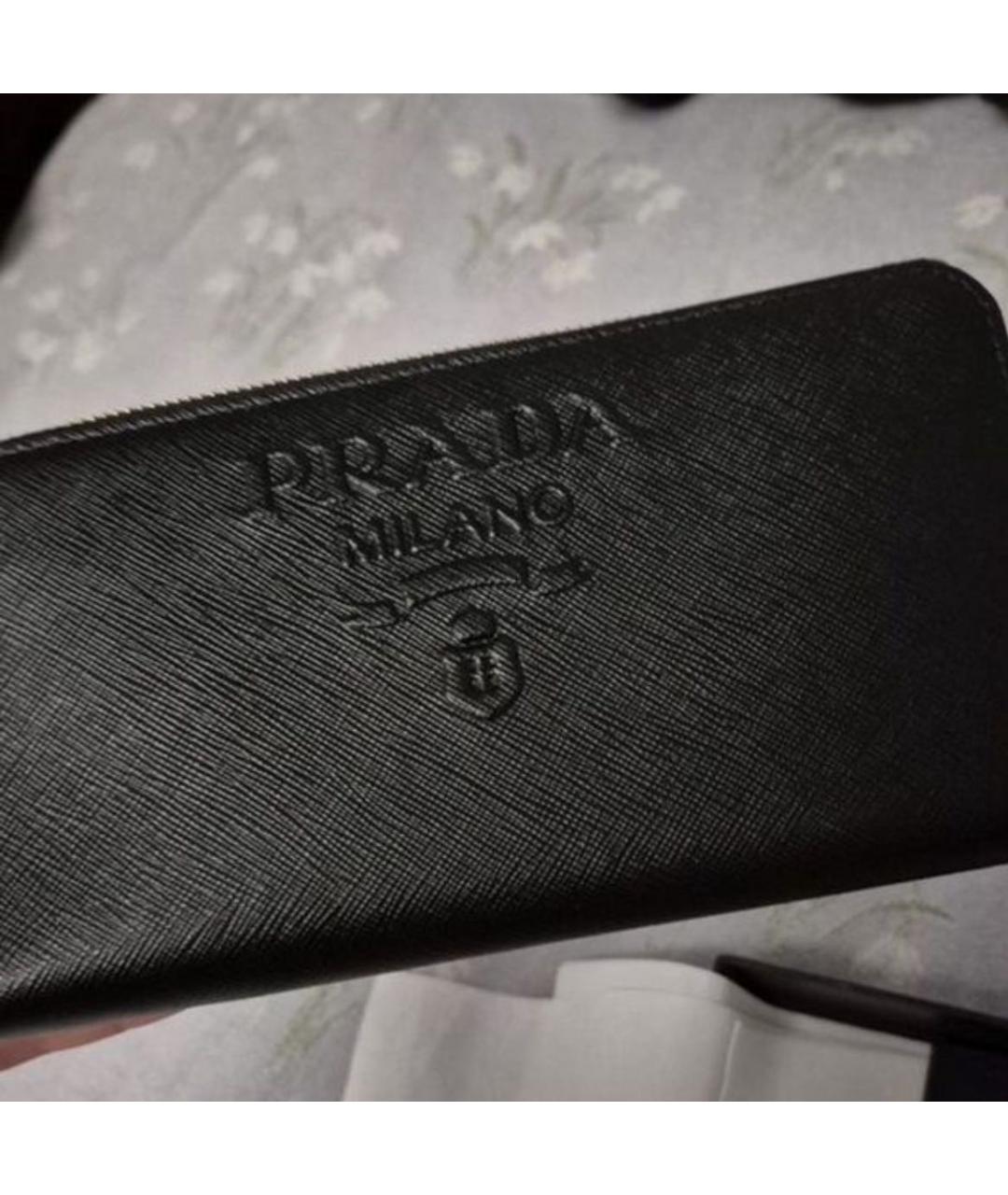PRADA Черный кожаный кошелек, фото 5