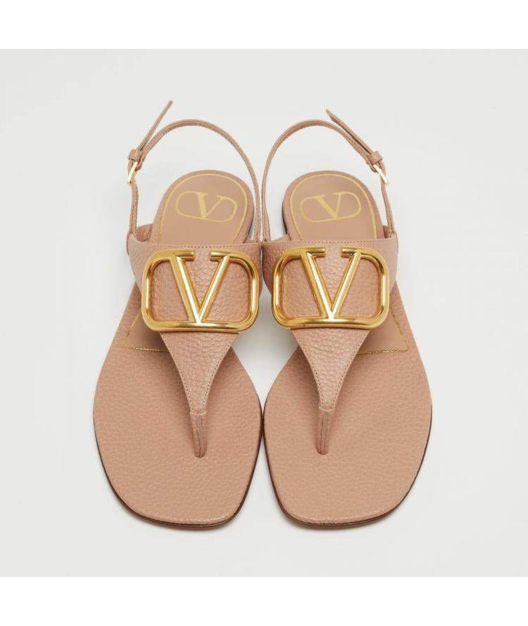 VALENTINO Бежевые кожаные сандалии, фото 9