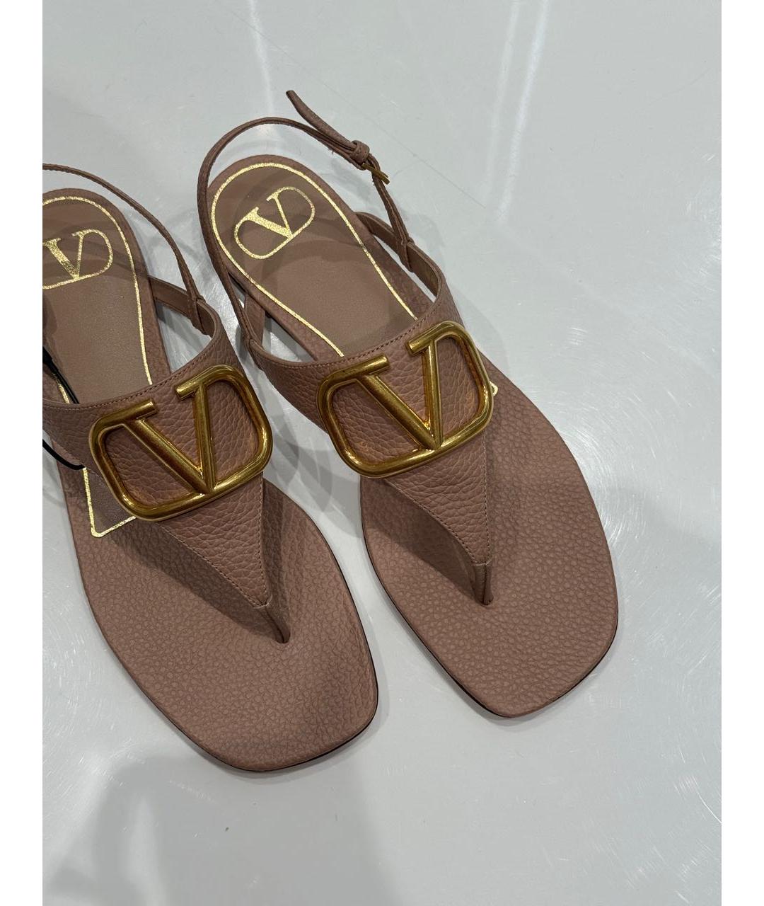 VALENTINO Бежевые кожаные сандалии, фото 8